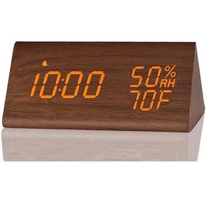 JALL Digital Wooden Alarm Clock (Brown)